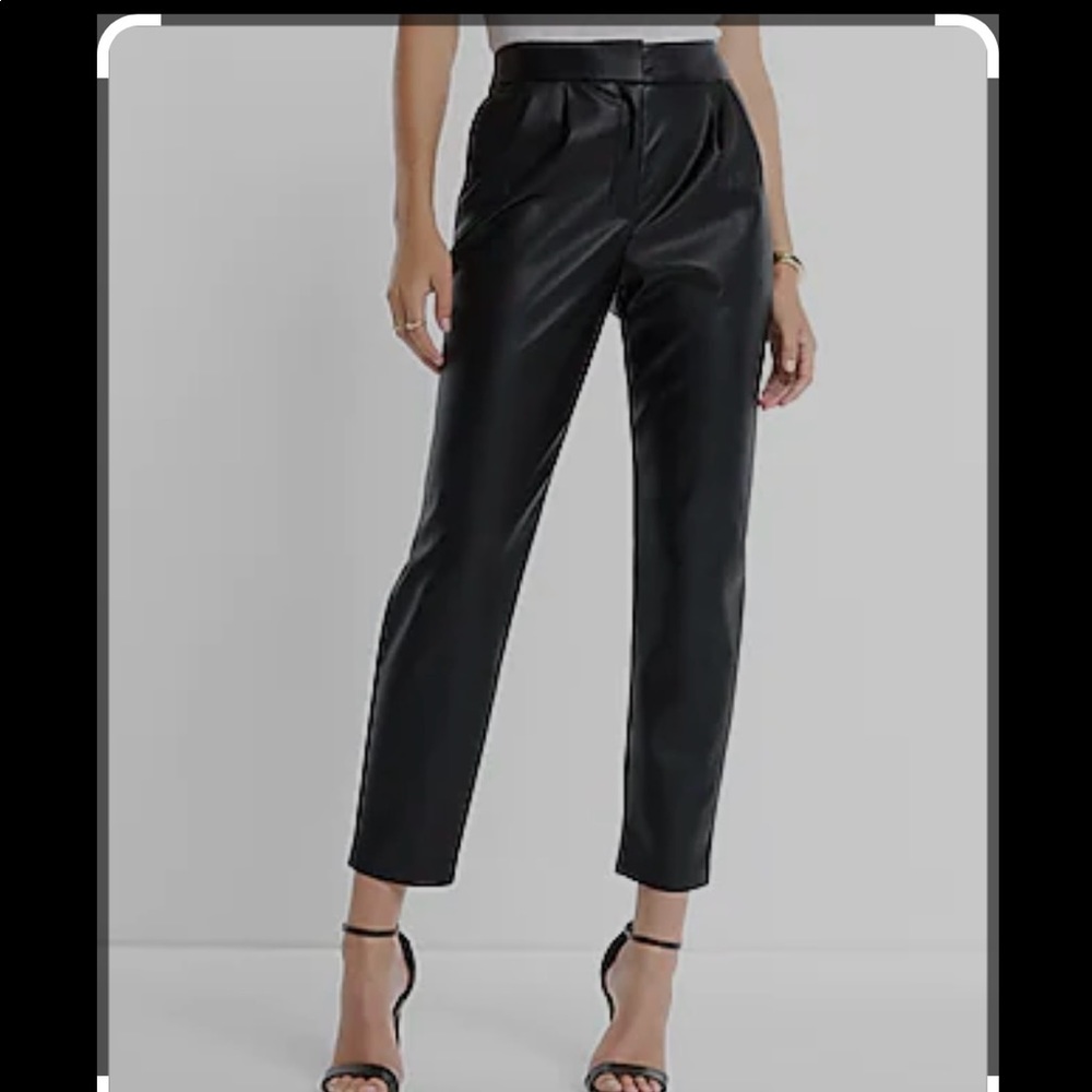 High waisted faux leather ankle pants
